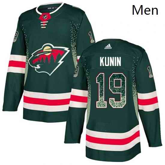 Mens Adidas Minnesota Wild 19 Luke Kunin Authentic Green Drift Fashion NHL Jersey